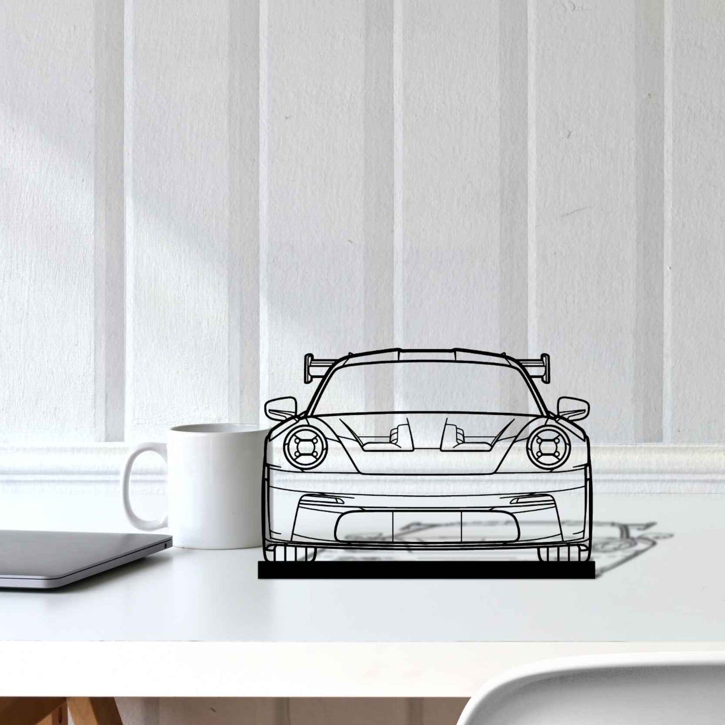 911 GT3 RS Model 992 Front Silhouette Metal Art Stand