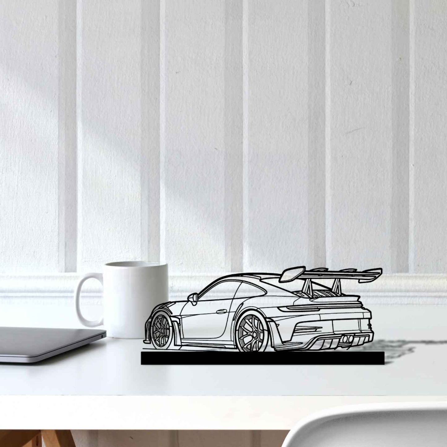 911 GT3 RS Model 992 Back Angle Silhouette Metal Art Stand