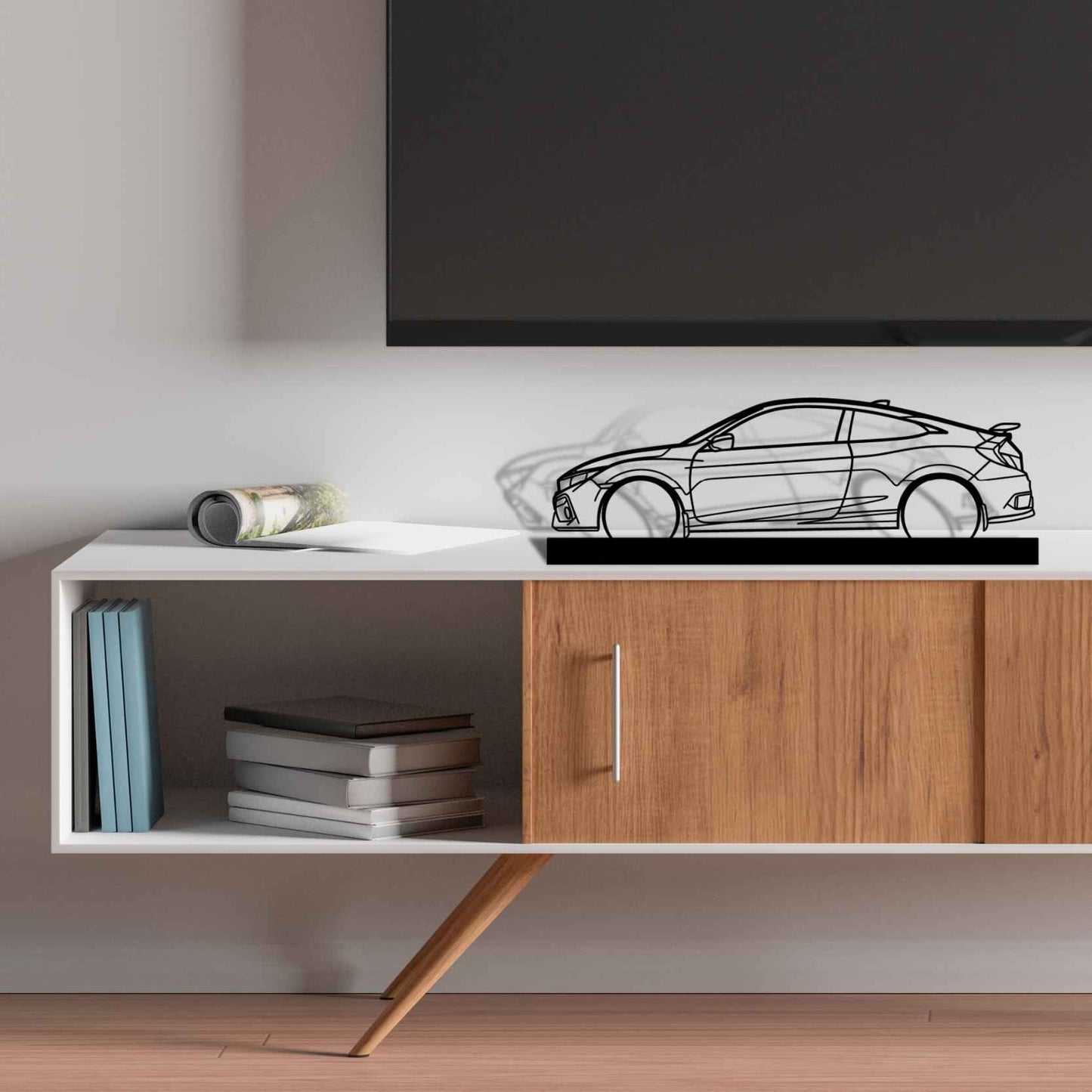 Civic Si Coupe Silhouette Metal Art Stand