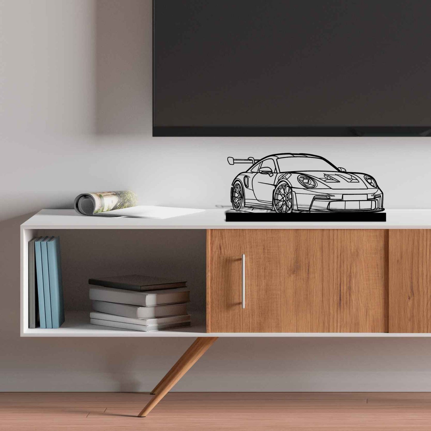 911 GT3 RS Model 992 Angle Silhouette Metal Art Stand