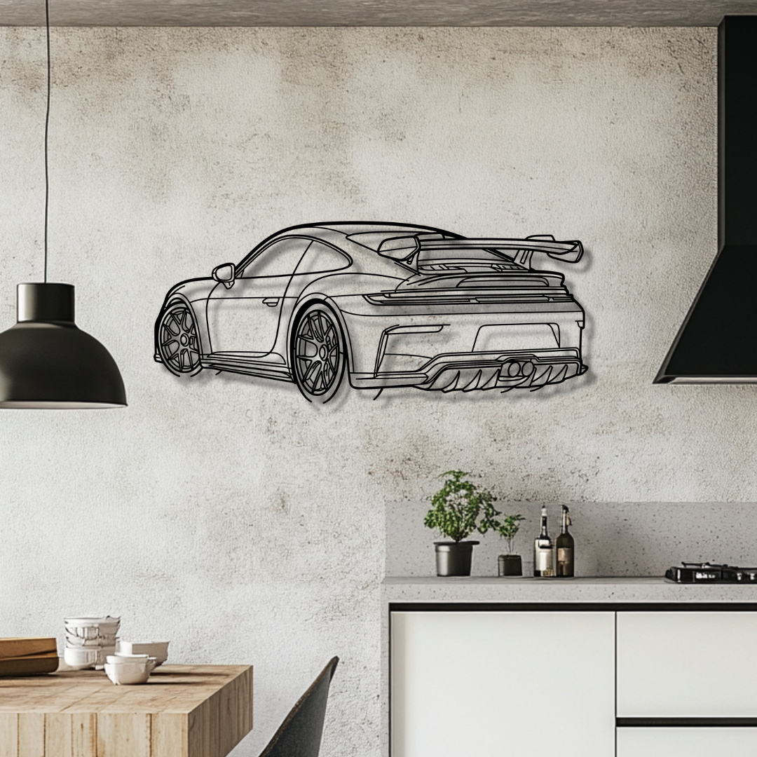 911 GT3 Model 992.2 Silhouette Metal Wall Art