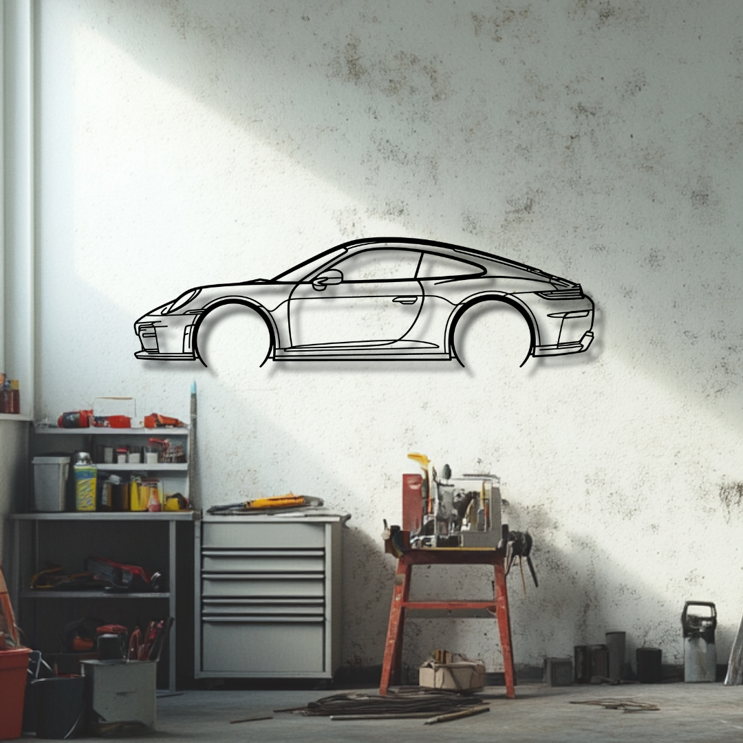 911 GT3 Model 992.2 Touring Silhouette Metal Wall Art