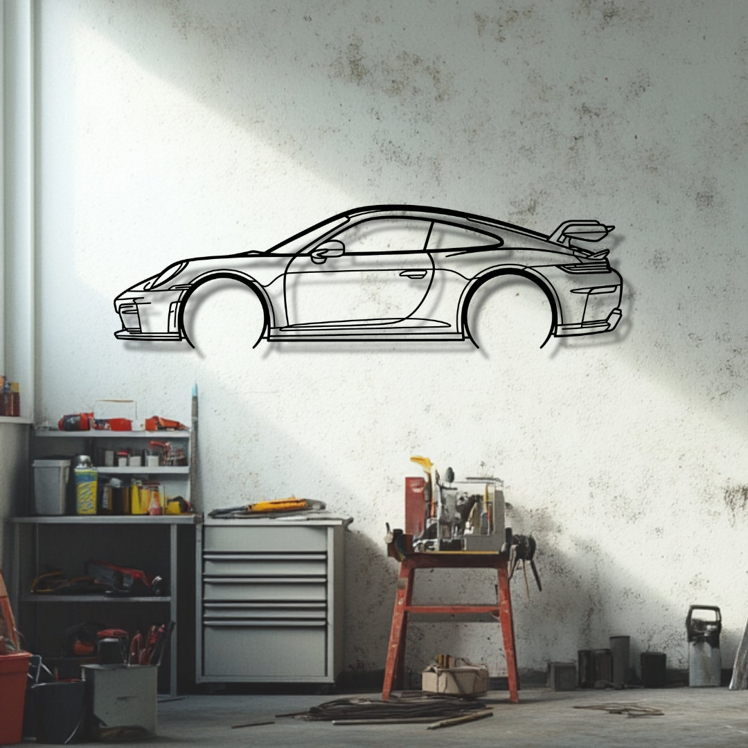 911 GT3 Model 992.2 Silhouette Metal Wall Art