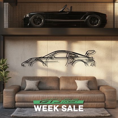 911 GT3 RS Model 992.1 Silhouette Metal Wall Art